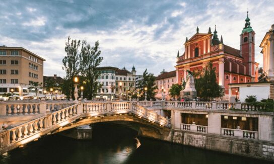 Überblick über die Skyline der Stadt Ljublijana, Slowenien