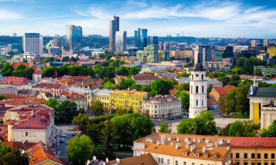 Überblick über die Skyline der Stadt Vilnius, Litauen